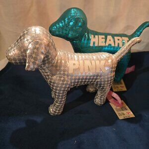 Victoria Secret Pink & Teal Plush Dogs